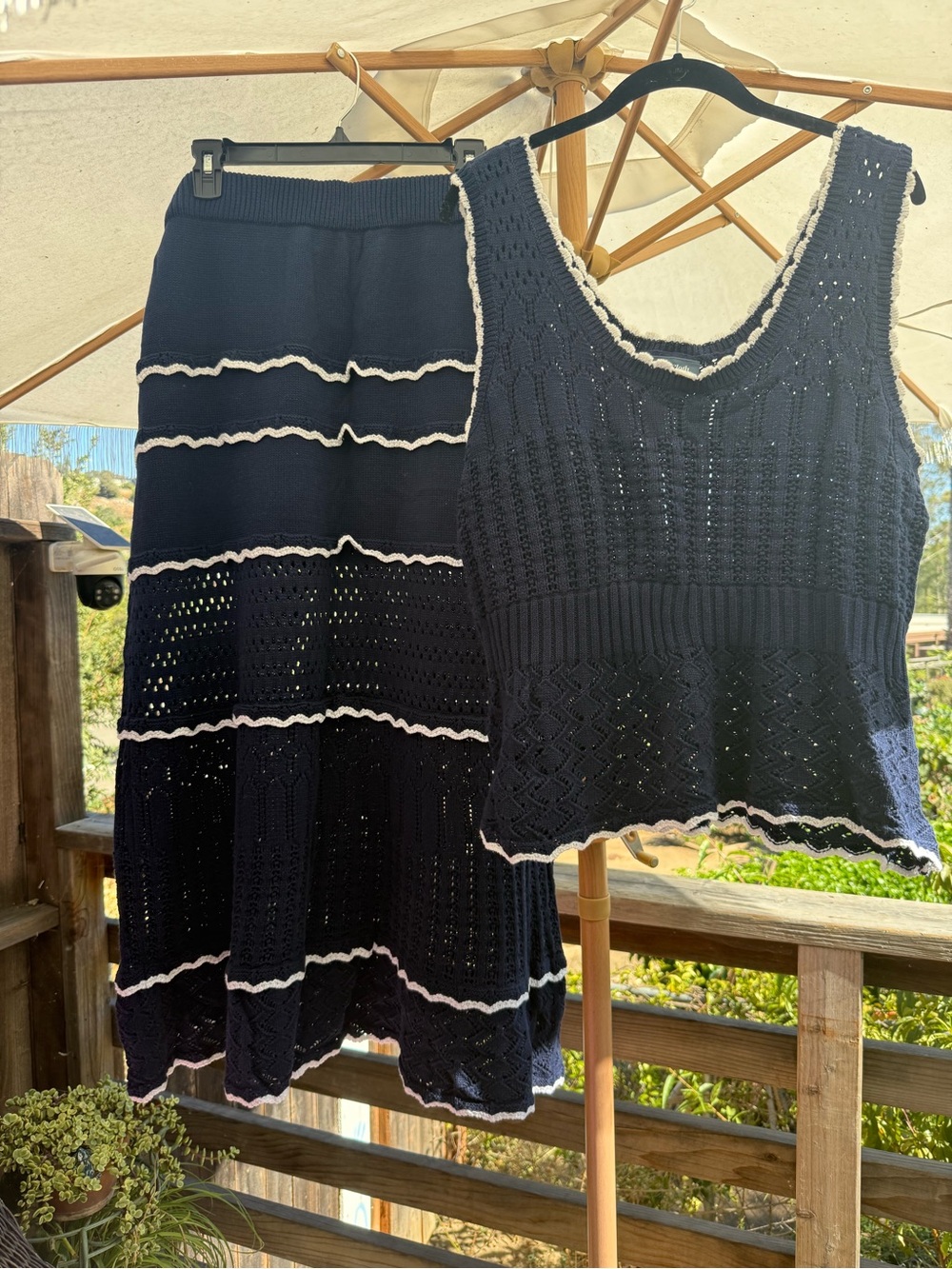ModCloth Navy Crochet Knit Tank Top with White Trim - Picture 4 of 4